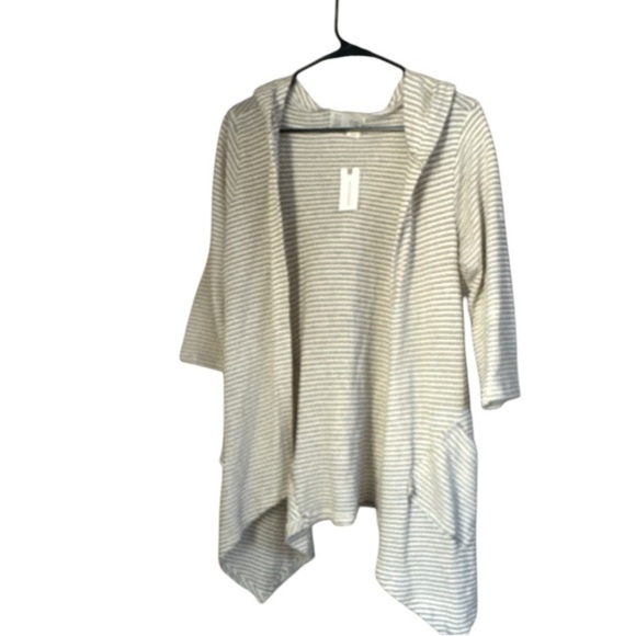 Anthropologie cardigan knit NEW Saturday Sunday Hooded NWT medium cream Black - Picture 2 of 5